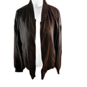 Cezar Men's 100% Silk Black Zip Up Bomber Jacket Size M